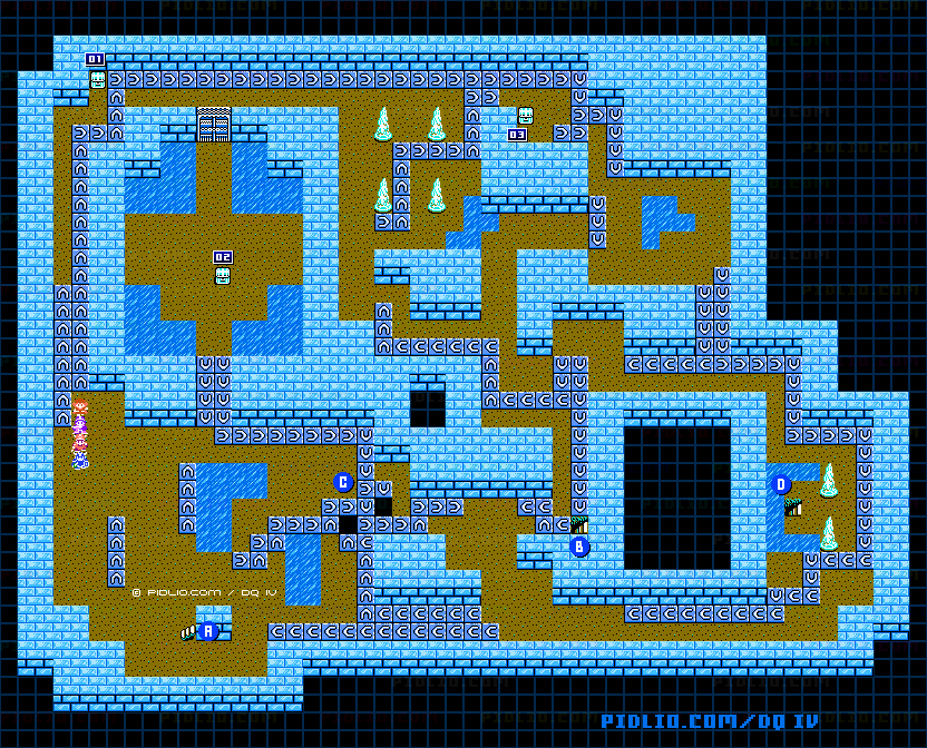 パデキアの洞窟B2のマップ画像 ／ FC版ドラゴンクエストIV攻略 ─ pidlio.com