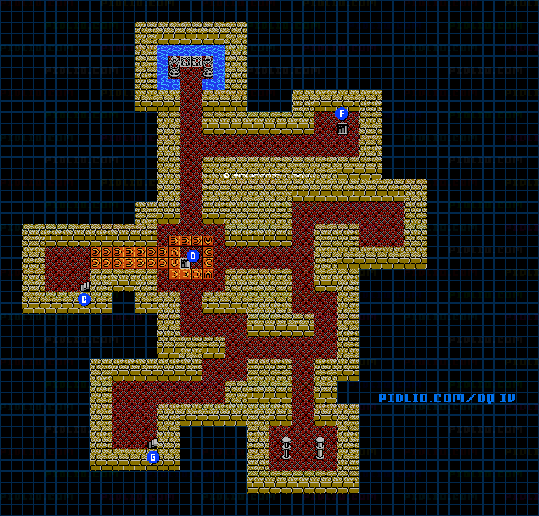 王家の墓B2のマップ画像 ／ FC版ドラゴンクエストIV攻略 ─ pidlio.com