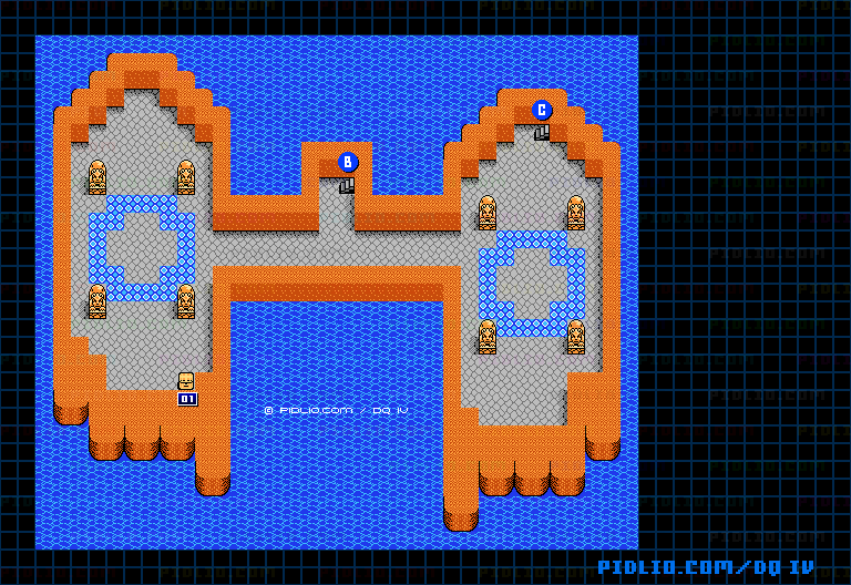 魔神像1Fのマップ画像 ／ FC版ドラゴンクエストIV攻略 ─ pidlio.com