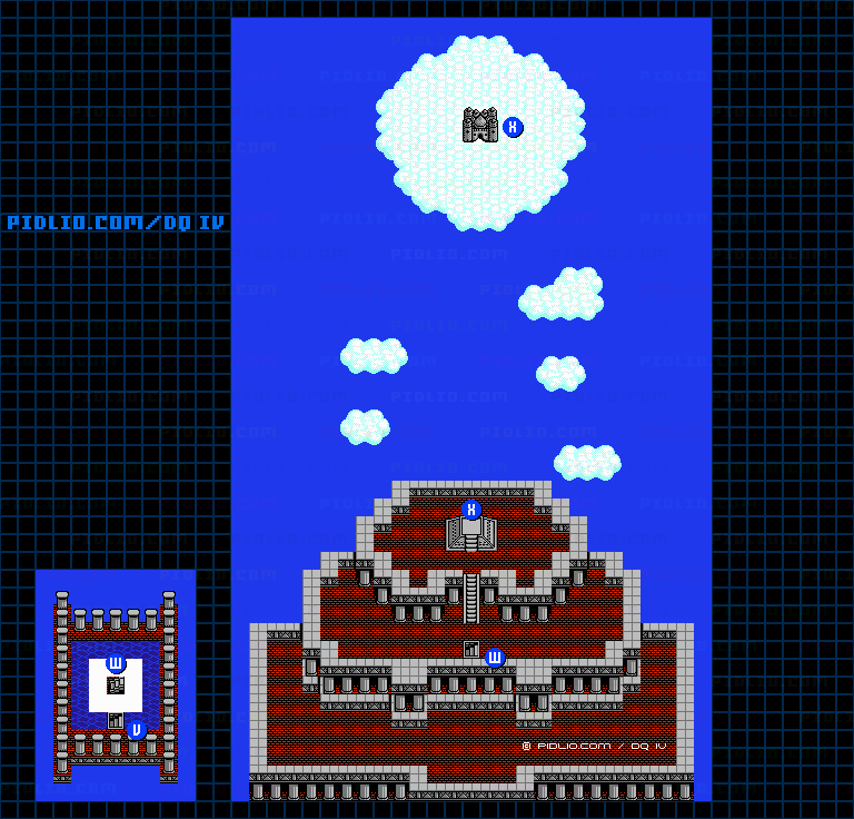 天空への塔・屋上のマップ画像 ／ FC版ドラゴンクエストIV攻略 ─ pidlio.com