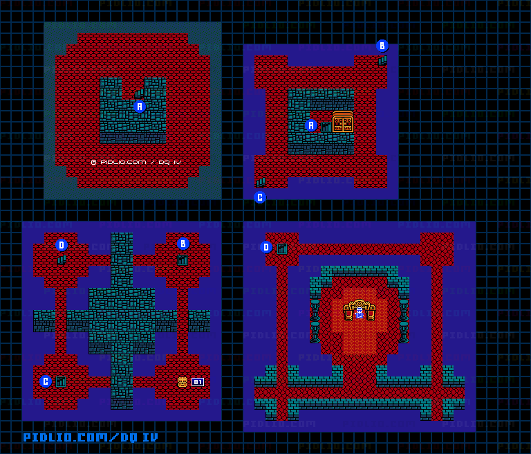 結界のほこら（北東・エビルプリースト）のマップ画像 ／ FC版ドラゴンクエストIV攻略 ─ pidlio.com