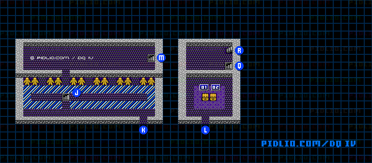 デスキャッスル・内部4Fのマップ画像 ／ FC版ドラゴンクエストIV攻略 ─ pidlio.com