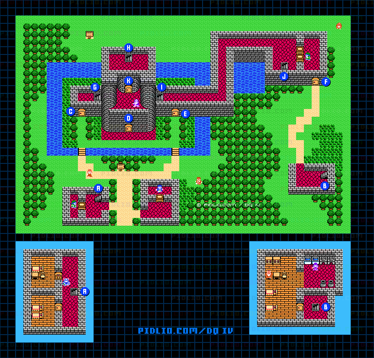 サランの町外観のマップ画像 ／ FC版ドラゴンクエストIV攻略 ─ pidlio.com