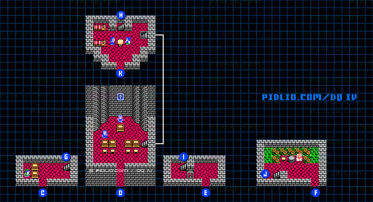 サランの町・教会内のマップ画像 ／ FC版ドラゴンクエストIV攻略 ─ pidlio.com