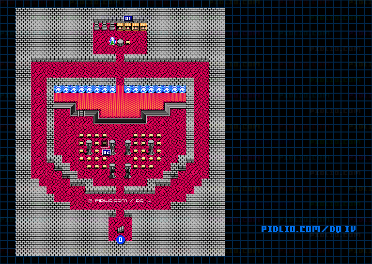 モンバーバラの町・劇場内のマップ画像 ／ FC版ドラゴンクエストIV攻略 ─ pidlio.com