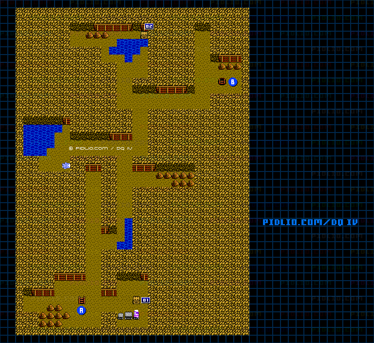 アッテムトの町（第4章）鉱山B1のマップ画像 ／ FC版ドラゴンクエストIV攻略 ─ pidlio.com