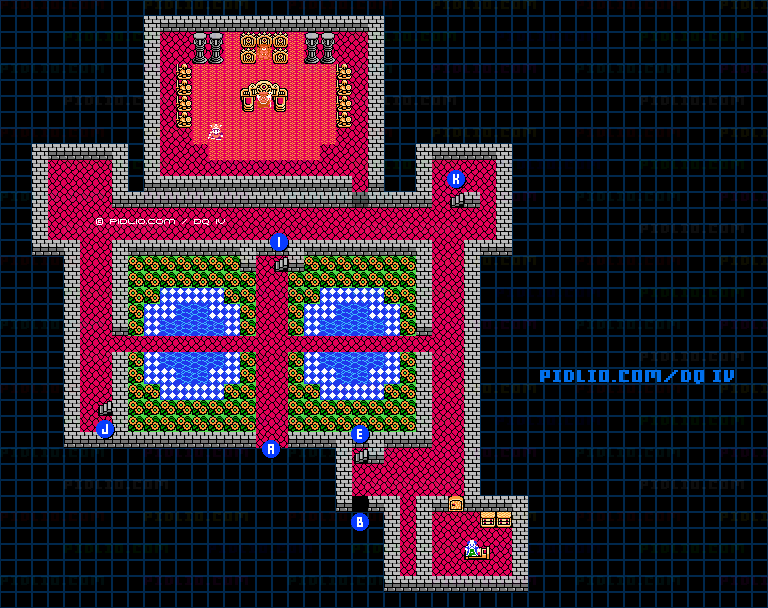 キングレオ城・城内1Fのマップ画像 ／ FC版ドラゴンクエストIV攻略 ─ pidlio.com
