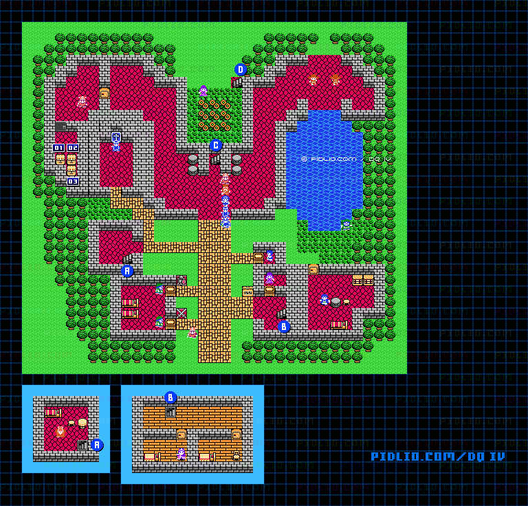 ブランカ城のマップ画像 ／ FC版ドラゴンクエストIV攻略 ─ pidlio.com
