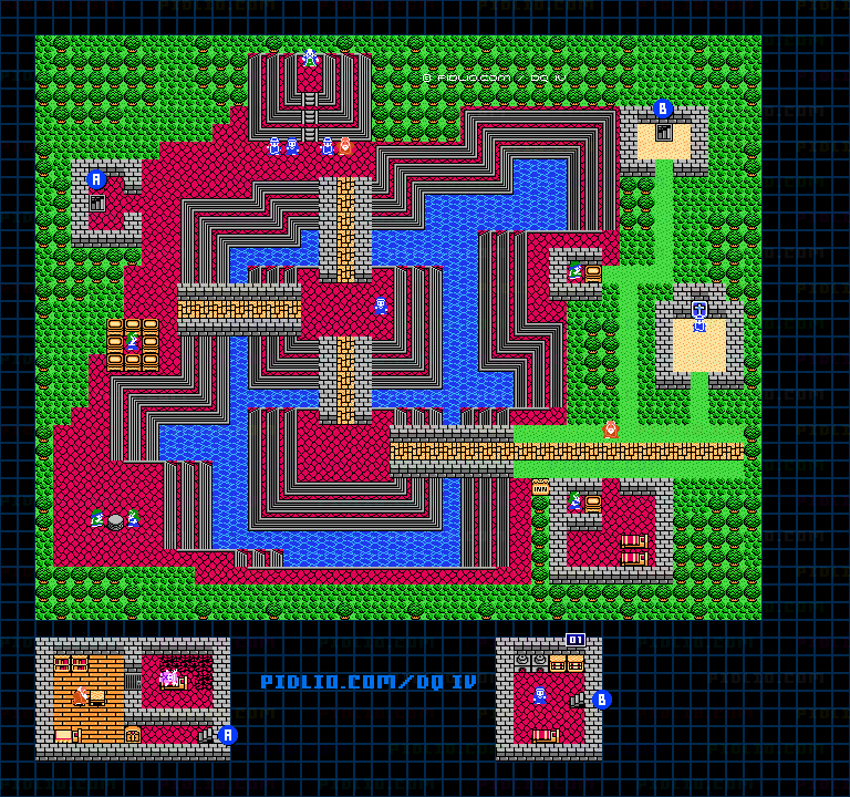 ゴットサイドの町のマップ画像 ／ FC版ドラゴンクエストIV攻略 ─ pidlio.com