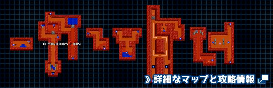 レイクナバ北の洞窟の簡易マップ画像 ／ FC版ドラゴンクエスト4攻略 ─ pidlio.com