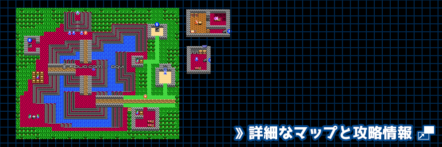 ゴットサイドの町の簡易マップ画像 ／ FC版ドラゴンクエスト4攻略 ─ pidlio.com